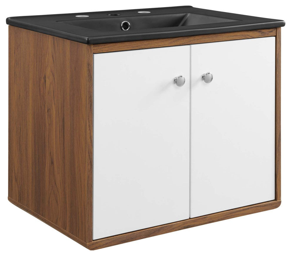 Transmit 24" Wall-Mount Bathroom Vanity - White Black