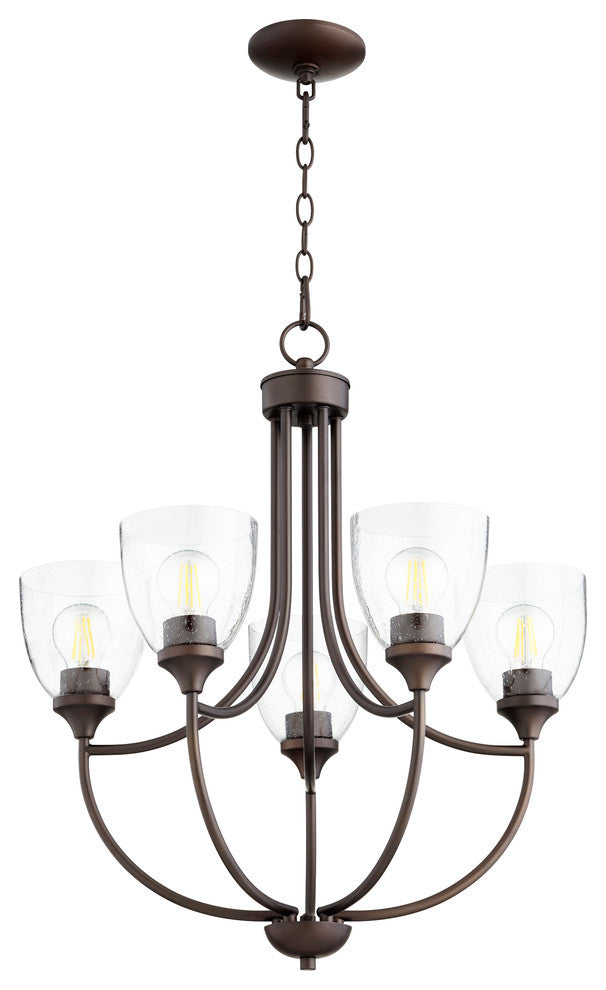 Enclave 5-Light Chandelier, Oiled Bronze With Clear Seeded Glass