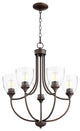 Enclave 5-Light Chandelier, Oiled Bronze With Clear Seeded Glass