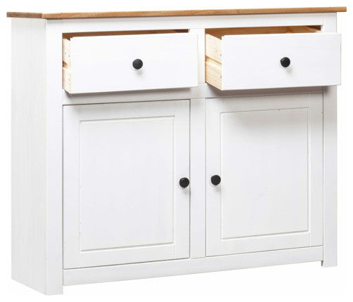 vidaXL Sideboard 2-Drawer Cupboard Sideboard Buffet Cabinet White Solid Pinewood