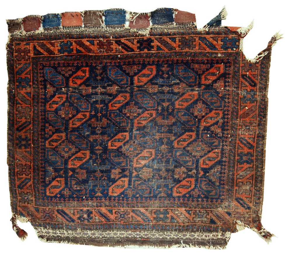 Handmade antique Afghan Baluch bagface 2.4' x 2.6' ( 74cm x 79cm) 1880s