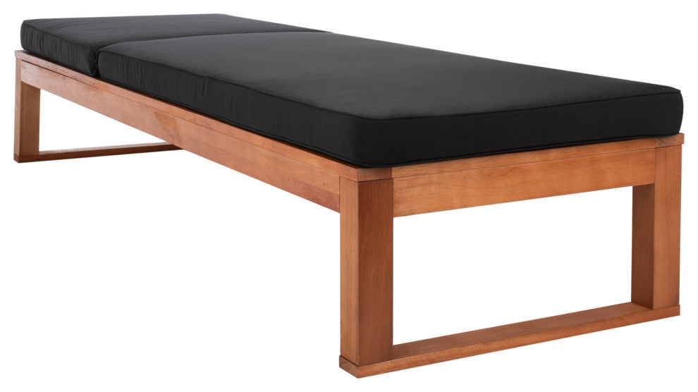 Safavieh Solano Sunlounger, Natural Wood/Black