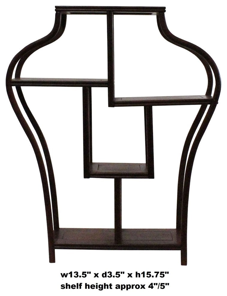 Chinese Yellowish Brown Wood Vase Shape Small Curio Display Stand Hws234