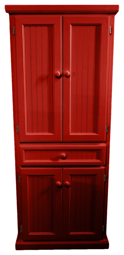 Coastal Wide Kitchen Pantry Cabinet, Persimmon Red