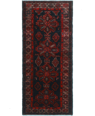 Semi Antique Alexina Rust/Navy Runner, 3'5x8'2