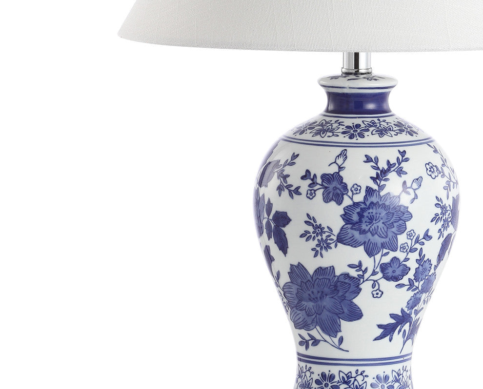 Song 21.5" Ceramic Chinoiserie Floral LED Table Lamp, Blue by JONATHAN  Y