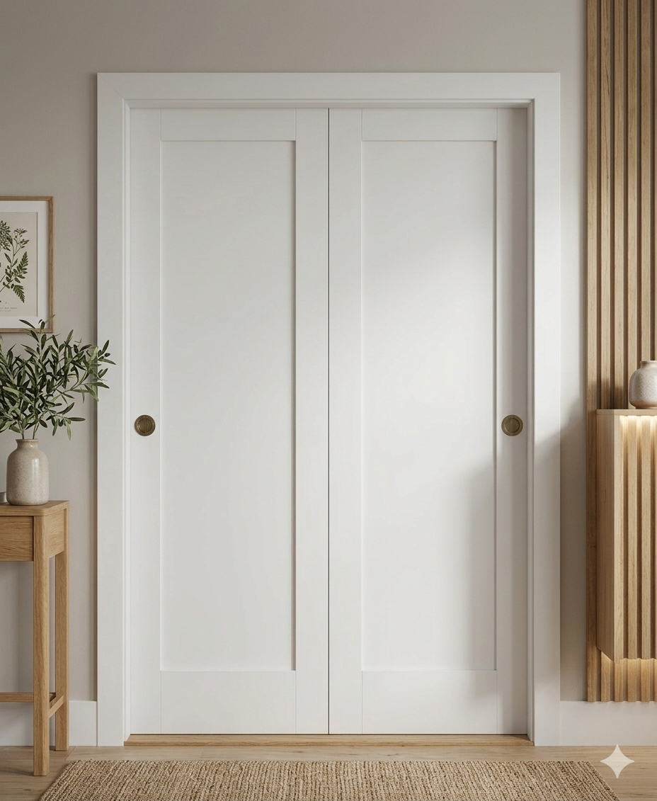 Closet Bypass Doors 64 x 84 & hardware | Quadro 4111 White Ash | Rails Set