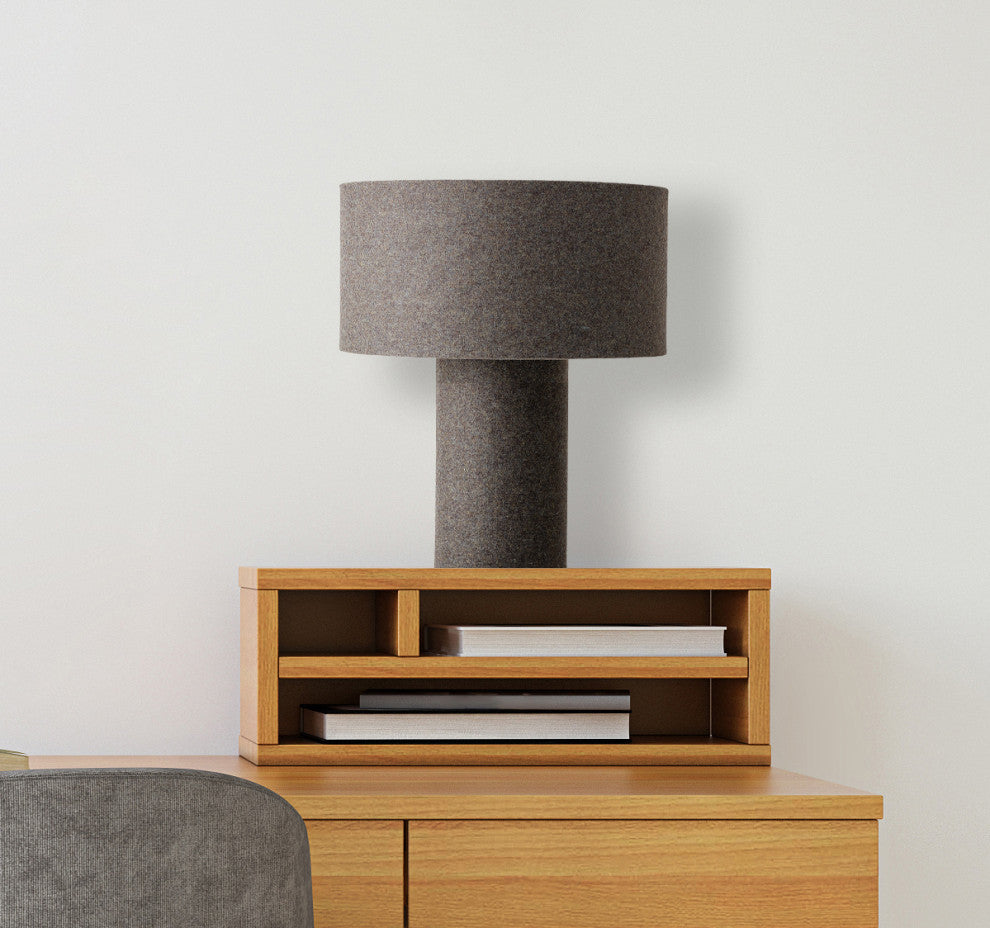Gray Wool Blend Table Lamp With Matching Shade