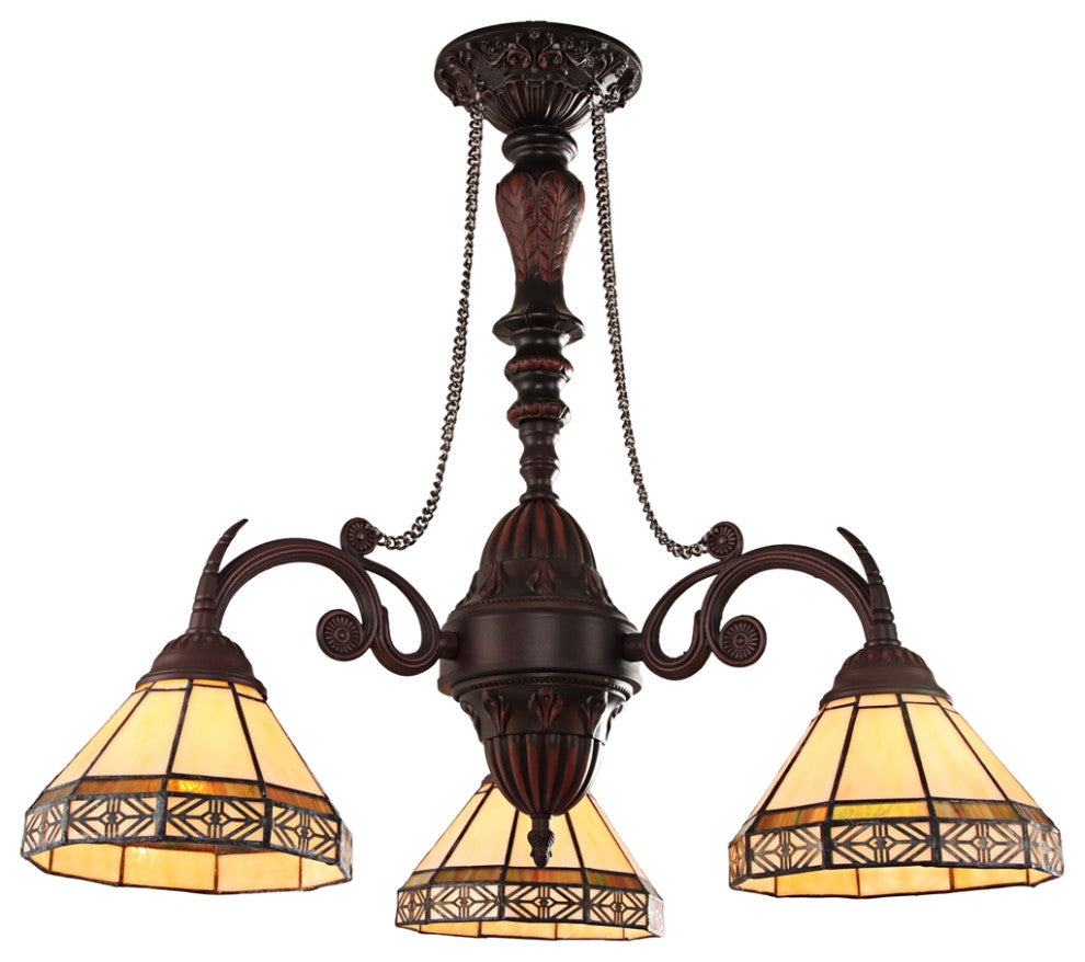 CHLOE Lighting CH31315MI21-DC3 BELLE Mission Tiffany-style 3Light MiniChandelier