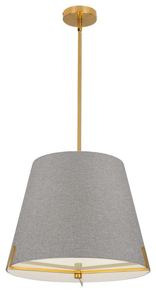 Preston Contemporary 4 Light Grey Aged Brass Fabric Pendant