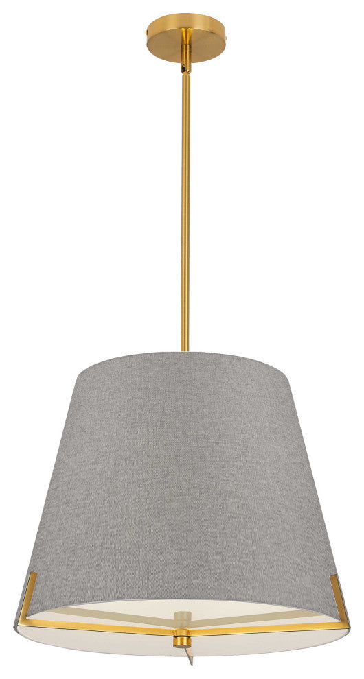 Preston Contemporary 4 Light Grey Aged Brass Fabric Pendant