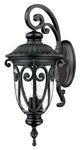 27" Tall Black Outdoor Wall Mount-Light, Hand-Blown Clear Seeded Glass