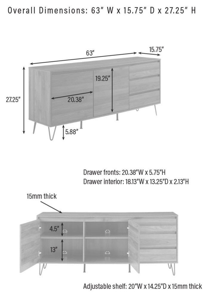 Teagan Record Storage Sideboard Brown Oak