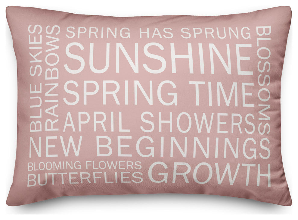 Pink Spring Sayings 20x14 Spun Poly Pillow
