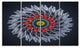 Abstract Silver 3D Flower, Abstract Canvas Art Print, 48"x28", 4 Panels
