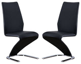 Set of 2 Side Chairs, Black and Chrome