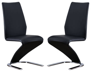 Set of 2 Side Chairs, Black and Chrome