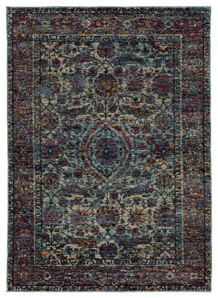 Oriental Weavers Andorra Blue/ Purple Oriental Indoor Area Rug 5'3"X7'3"