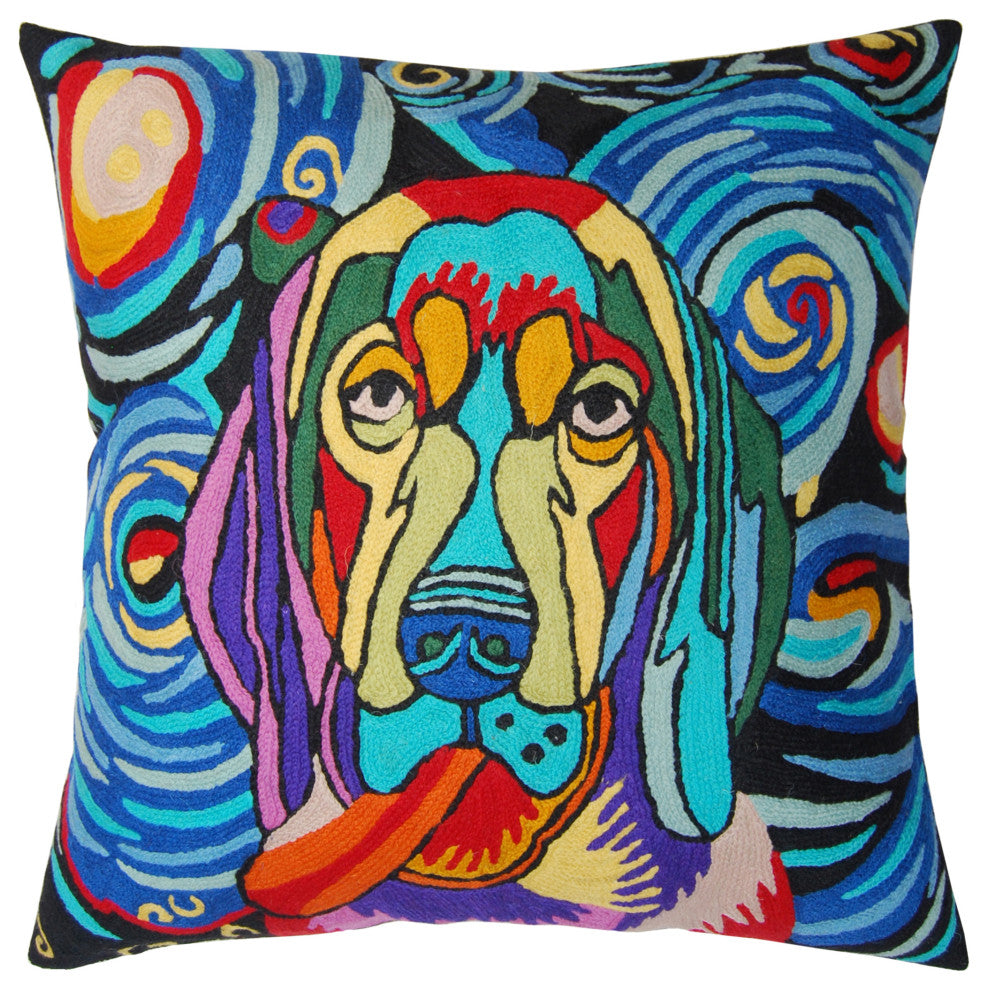 Picasso Dog Pillow Cover Starry Night Dog Pillowcase Hand Embroidered 18x18