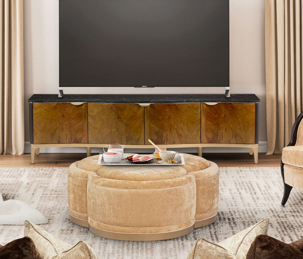 Malibu Crest TV Console - Crotch Mahogany