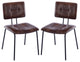 Tufted Tubular Frame Side Chairs Set of 2, Dark Brown