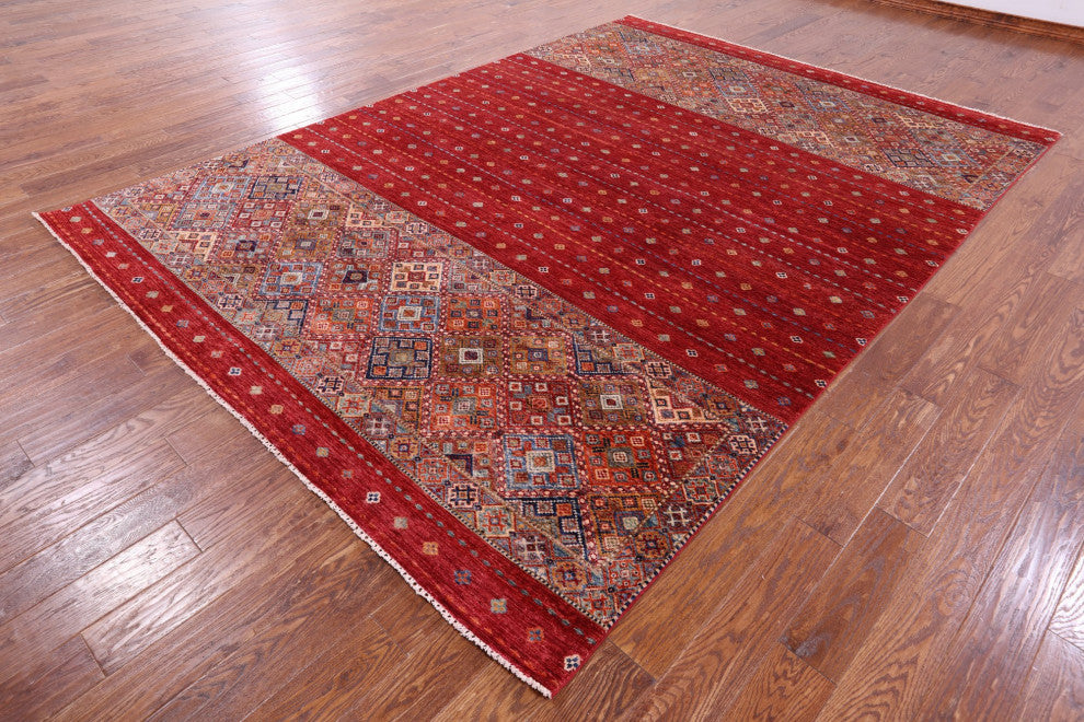 8' 2" X 11' 6" Khorjin Super Kazak Hand-Knotted Rug Q10743