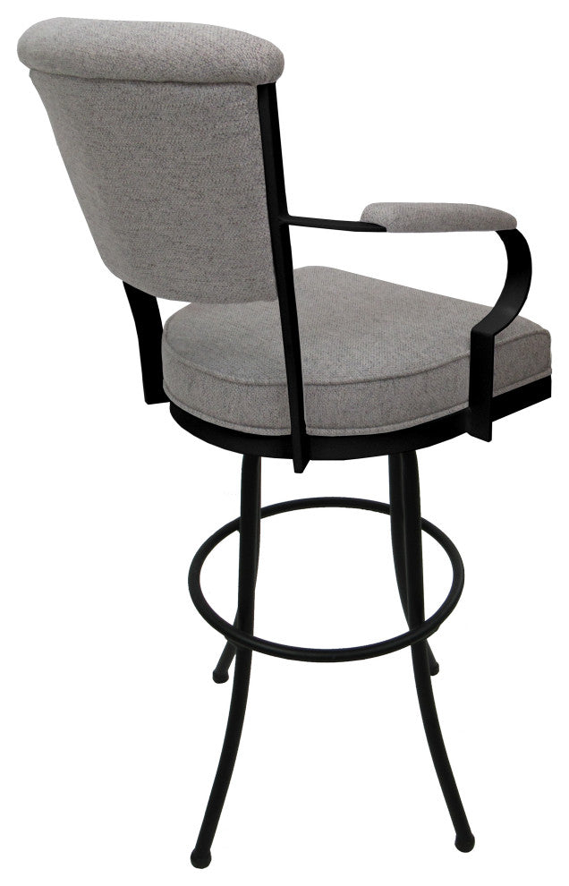 Miami Extra Tall 34" Swivel Metal Bar Stool - Noam Base, Portwood Ash - Black, 34"
