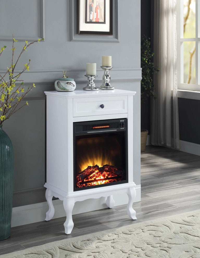 Electric Fireplace Infrared Heater With 1 Drawer, White