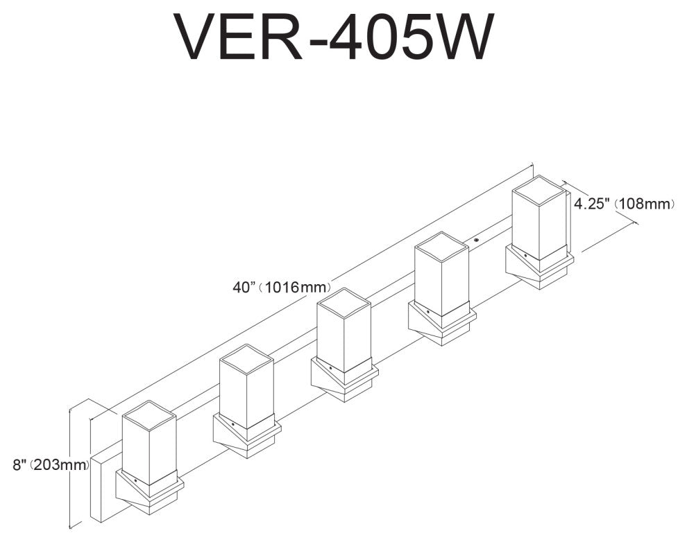 Veronica Contemporary 5 Light Matte Black Clear Metal Vanity