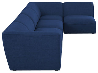 Miramar Linen Textured Fabric  5-Piece Modular L-Shaped Sectional, Navy