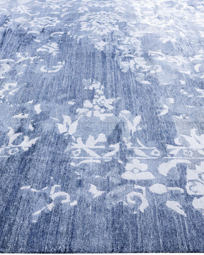 Modern One-of-a-Kind Hand-Knotted Area Rug Gray, 9' 2" x 12' 2"
