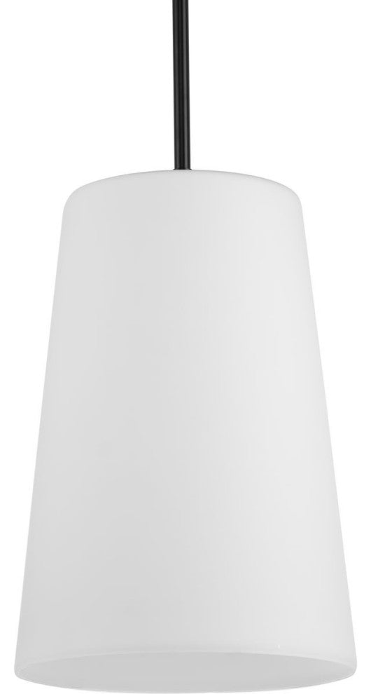 Clarion Collection One-Light Matte Black Etched White Transitional Pendant
