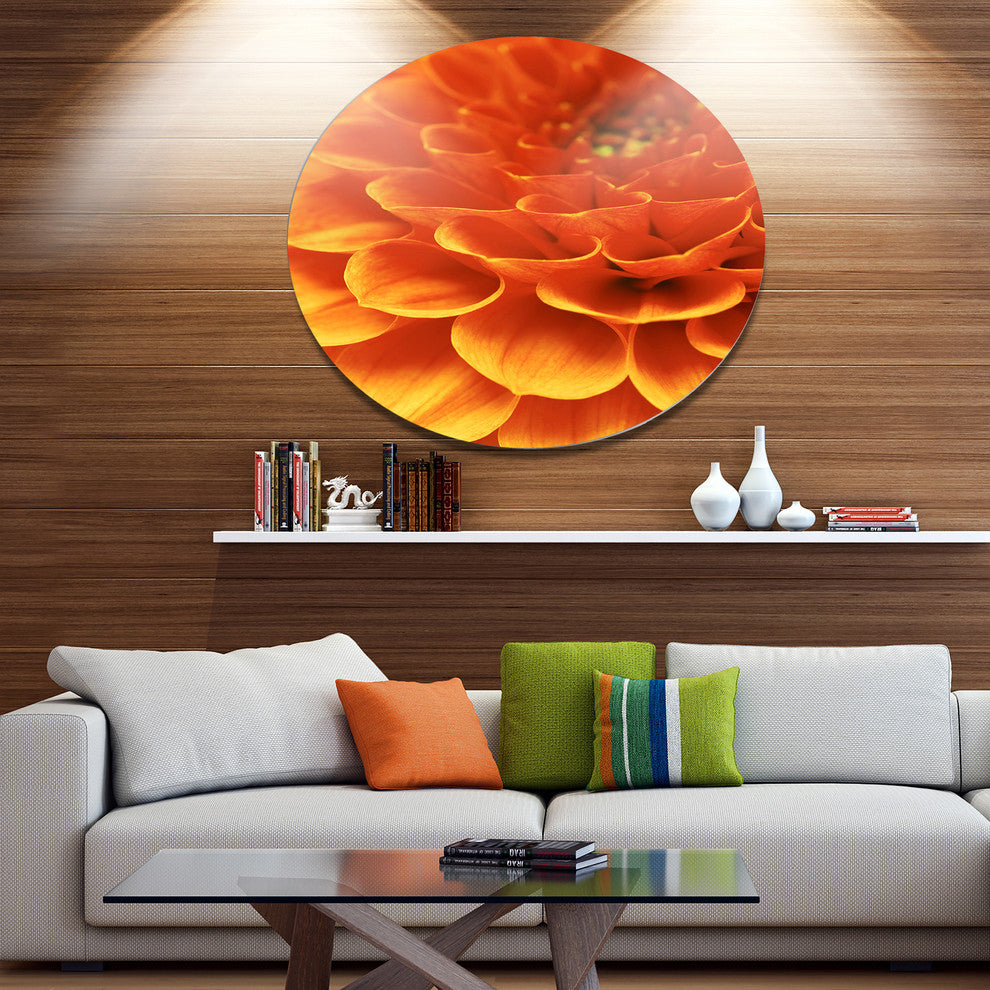 Dark Abstract Yellow Flower Petals, Modern Floral Round Wall Art, 11"
