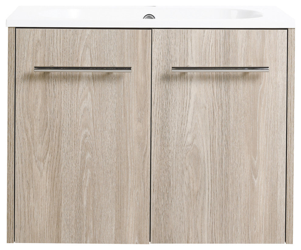 24" Plywood Wall Mounted Bath Vanity Set, Integrated Resin Sink
