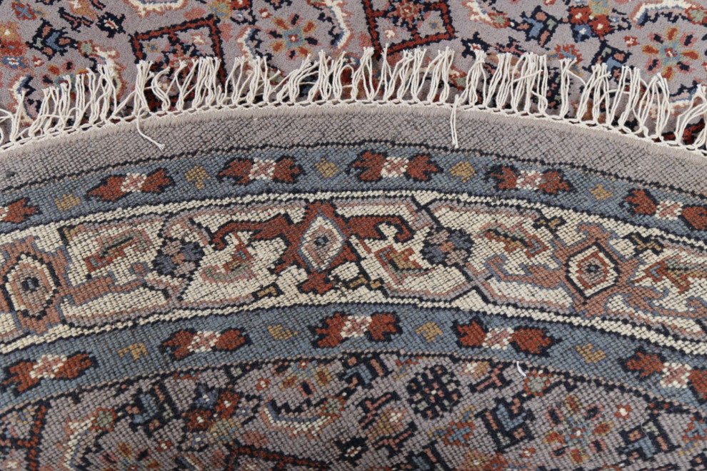 Bidjar Oriental Traditional Indian Hand-Knotted Area Rug, Gray, 8'1"x8'1