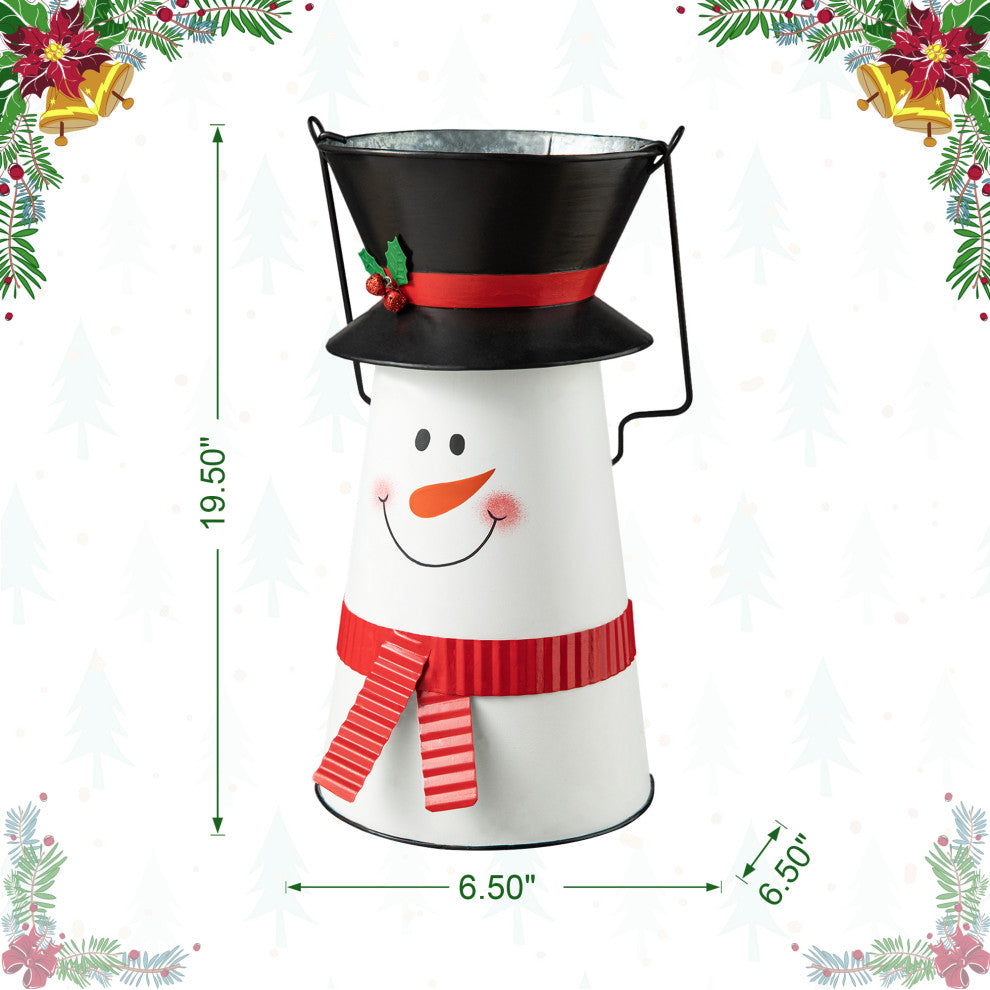 19.50"H Metal Snowman Decorative Bucket
