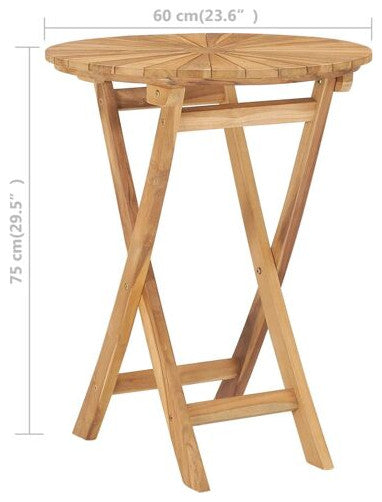 vidaXL Solid Teak Wood Folding Patio Table Outdoor Balcony Dining Dinner Yard