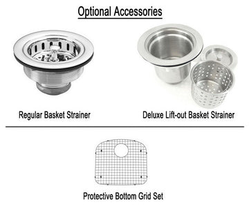 23" Stainless Steel Undermount D-Bowl Kitchen Island/Bar Sink, 16 Gauge