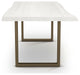 Brooks Dining Table, White Wash, Brass, 40"x79", U-Base