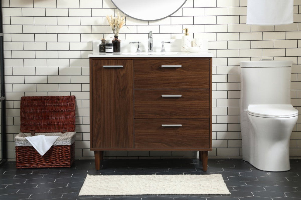 Elegant Decor Baldwin Bathroom Vanity Walnut