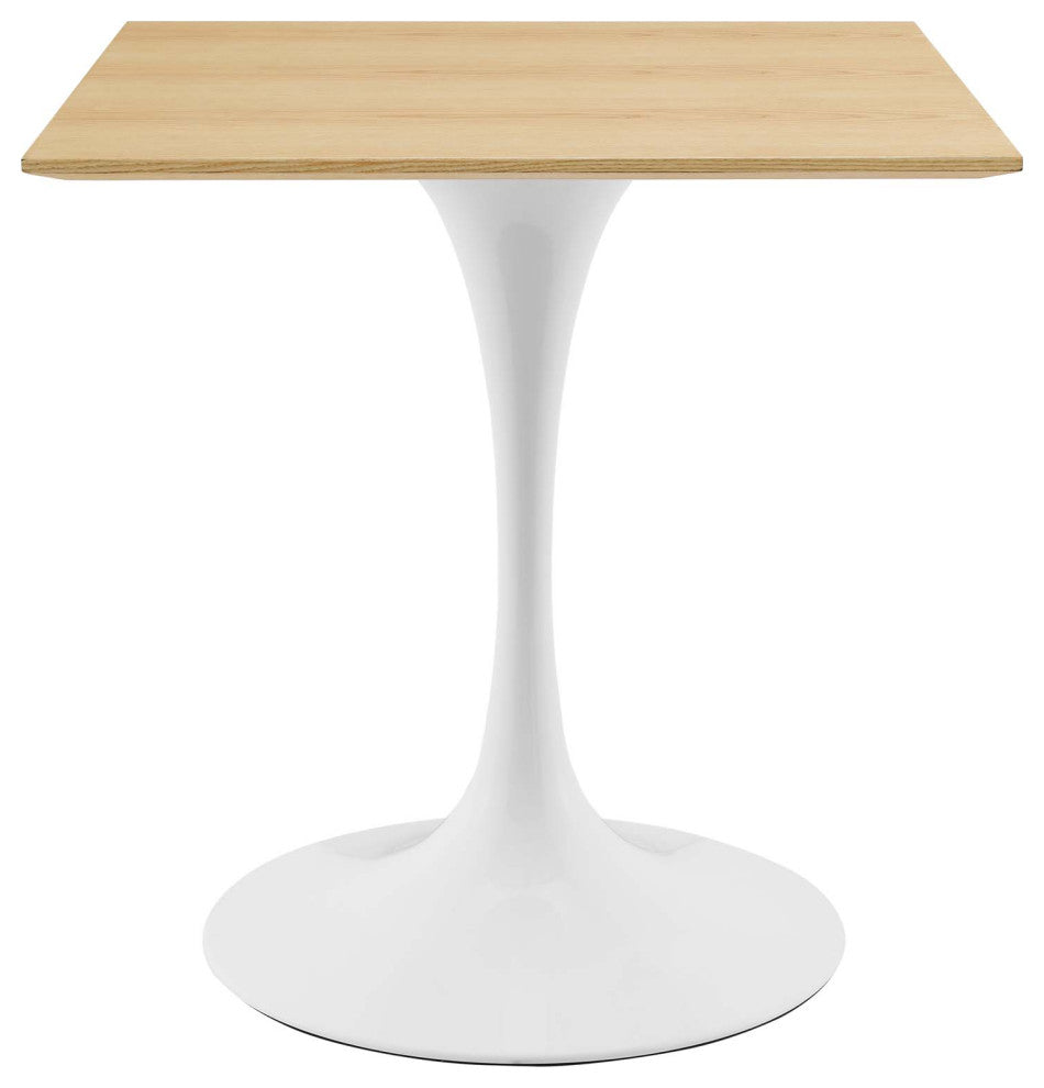 28" Dining Table, Square, Natural Brown White, Metal, Modern, Hospitality
