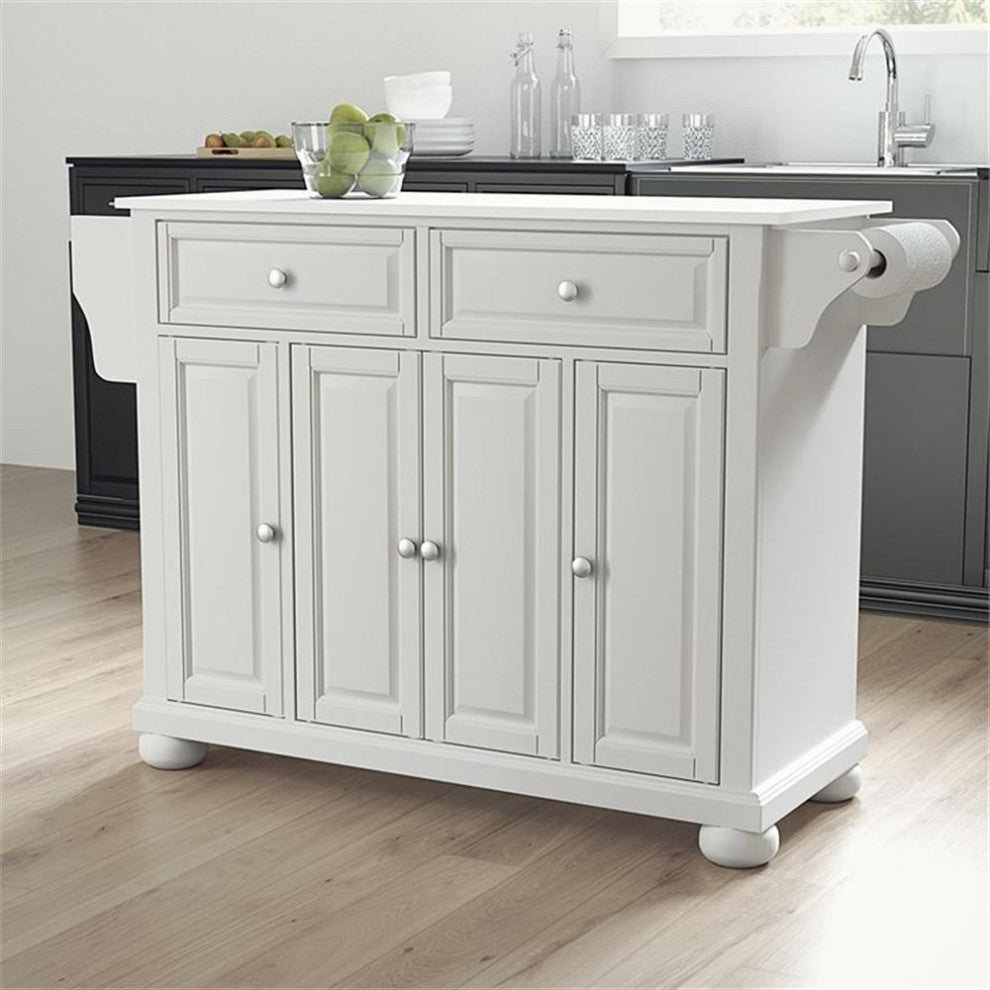 Crosley Furniture Alexandria Wood Granite Top Kitchen Island in White