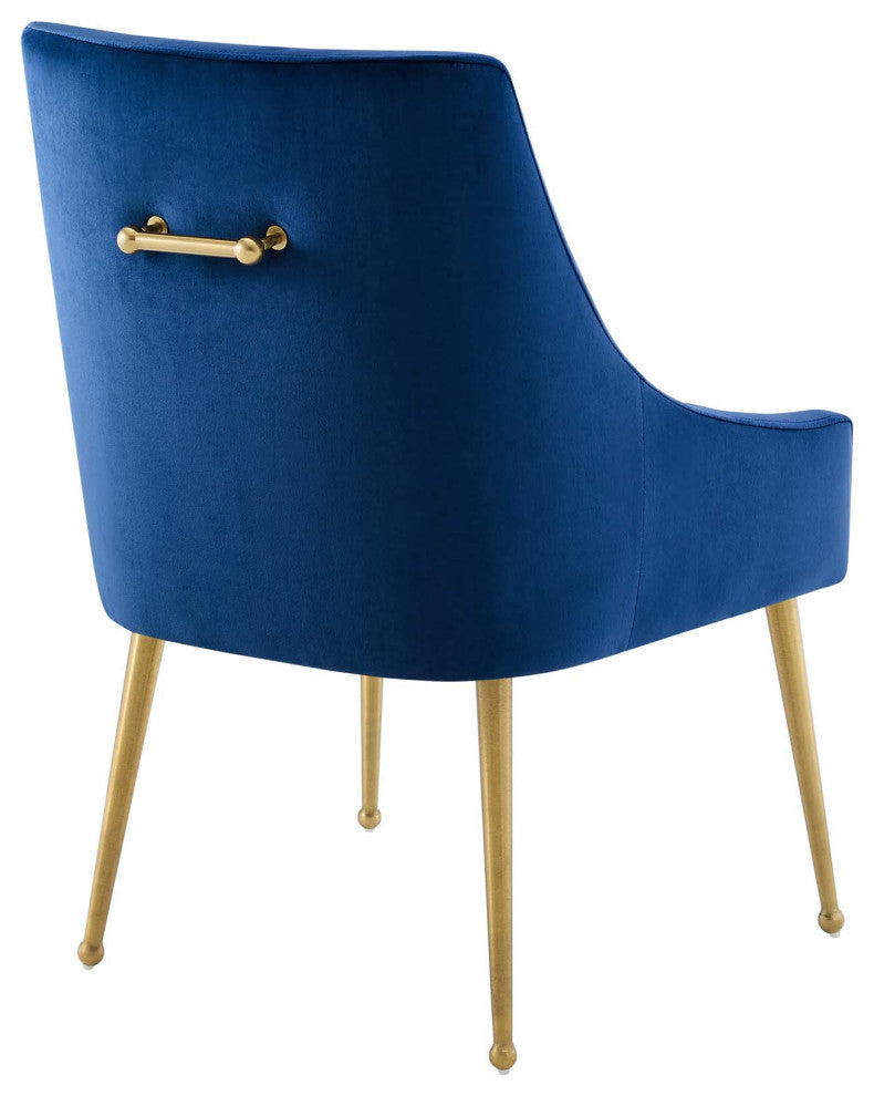 Discern Upholstered Performance Velvet Dining Chair Set of 2 - Navy