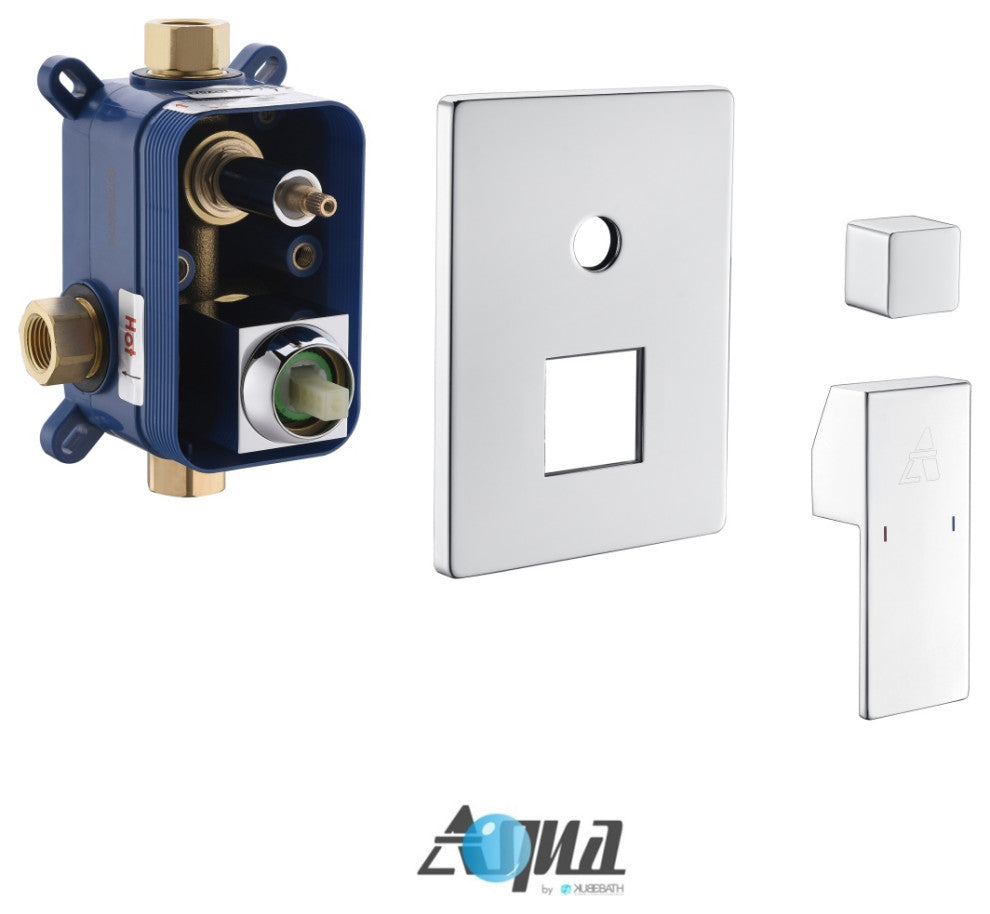 Aqua Piazza Brass Shower Set, 8" Ceiling Mount Square Rain Shower, 4 Body Jets