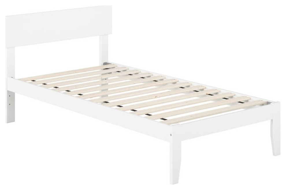 Pemberly Row Modern Solid Wood Twin Size Platform Bed in White