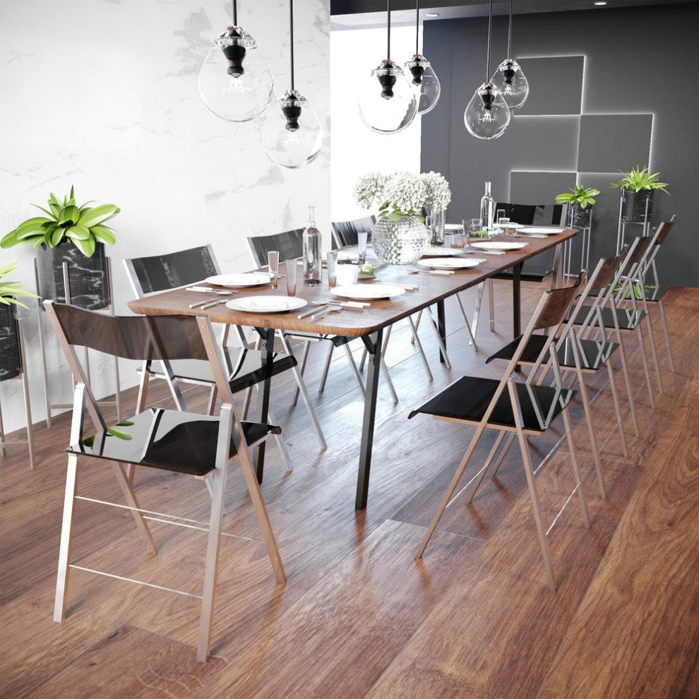 LeisureMod Menno Modern Acrylic Folding Chair Transparent Black