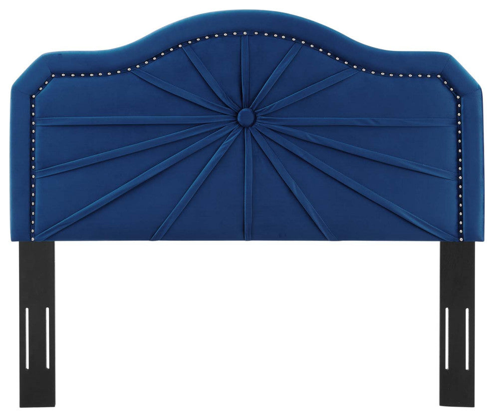Headboard, Full Queen Size, Velvet, Blue Navy, Modern Contemporary, Bedroom
