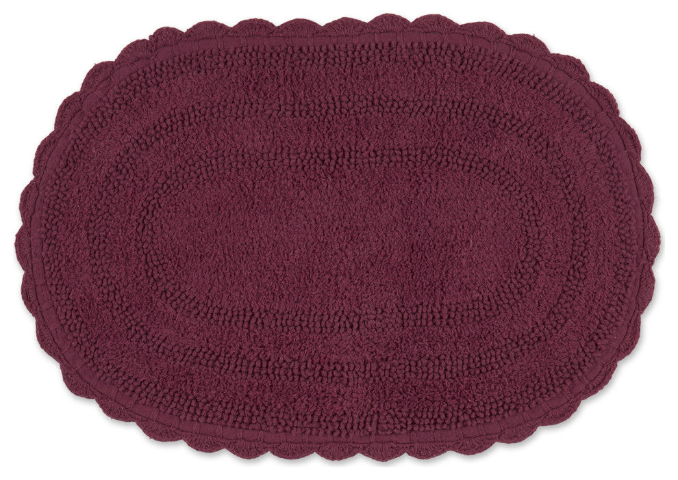 Wine Small Oval Crochet Bath Mat