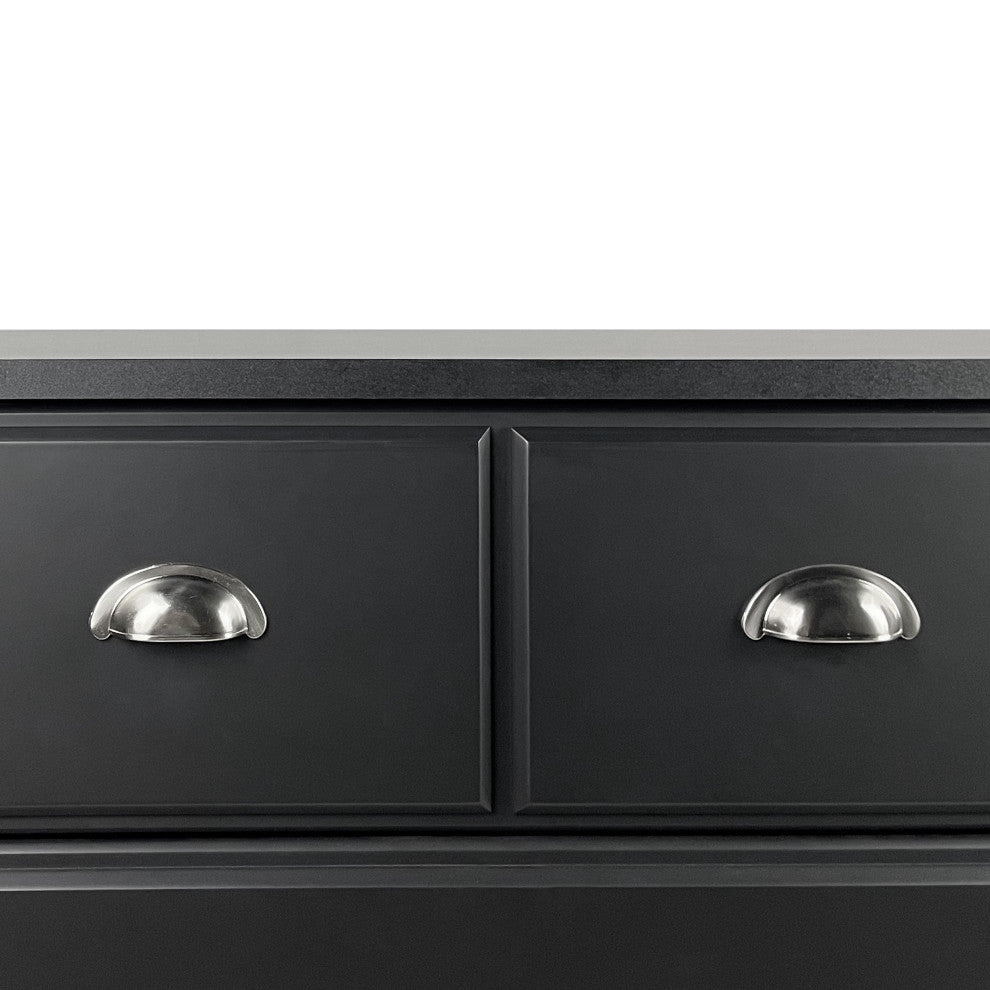 Cleary Contemporary Faux Wood 6 Drawer Double Dresser, Black