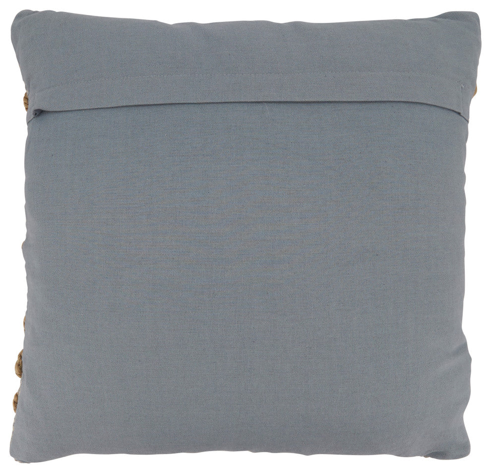 Rope Throw Pillow, Grey, 18", Poly Filled